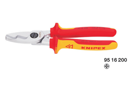 德國(guó)KNIPEX山凱尼派克絕緣電工電纜剪鉗（雙剪切刀口）95 16 200